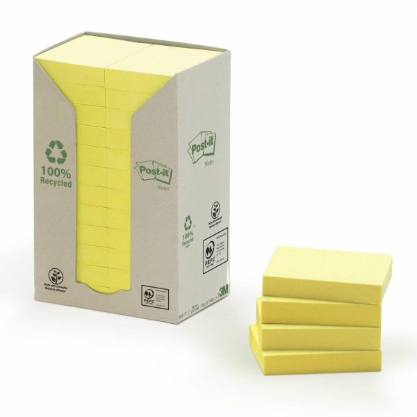 POST-IT Haftnotizen Recycling 51x38mm 653-1T gelb, 24x100 Blatt
