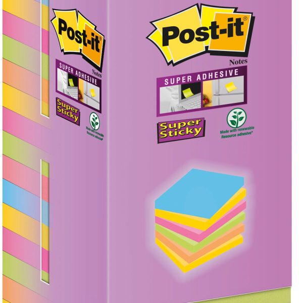 POST-IT Super Sticky Tower 76x76mm 654-16SS-COL farbig 16x90 Blatt