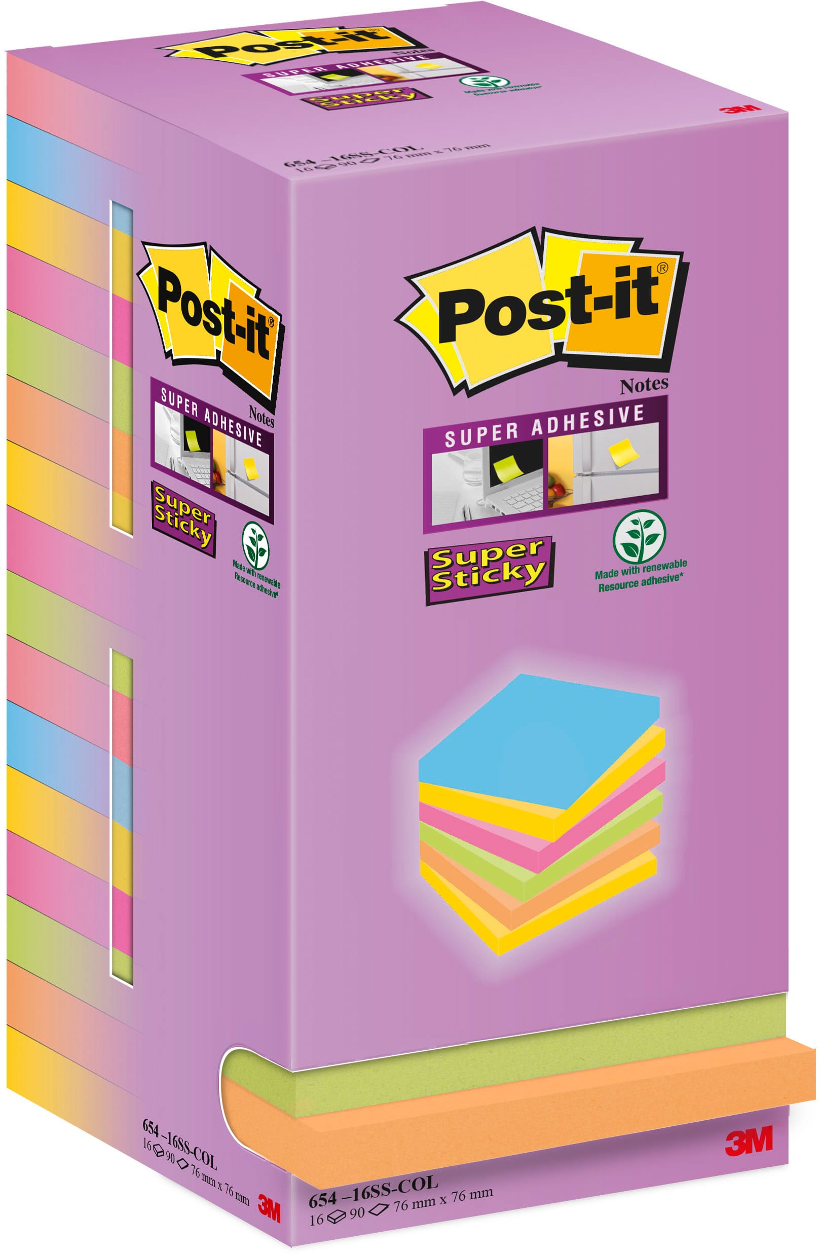 POST-IT-654-16SS-COL-4054596855823 POST-IT Super Sticky Tower 76x76mm 654-16SS-COL farbig 16x90 Blatt – Hochwertig & günstig bei ShopDeca