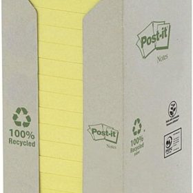 POST-IT Haftnotizen Recycling 76x76mm 654-1T gelb, 16x100 Blatt
