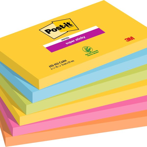 POST-IT Block Super Sticky Carnival 6556SSCAR 5-farbig 6x90 Blatt 127x76mm