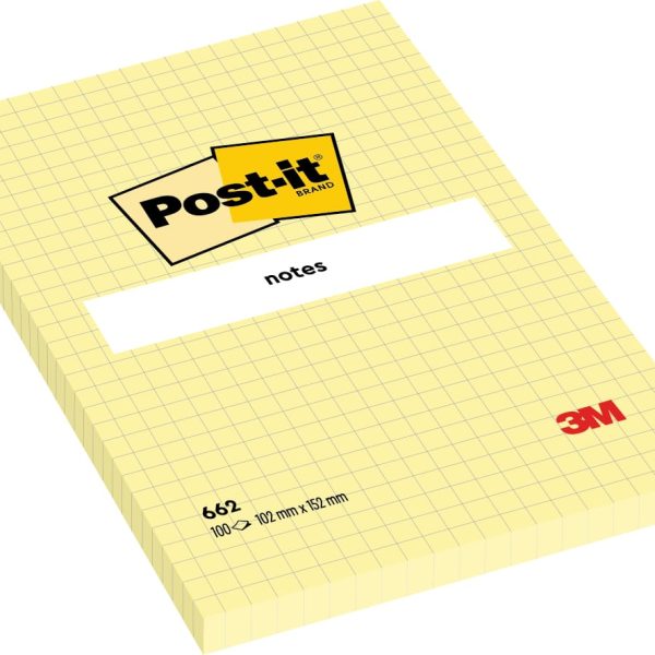 POST-IT Haftnotizen 152x102mm 662Y gelb, 100 Blatt, kariert