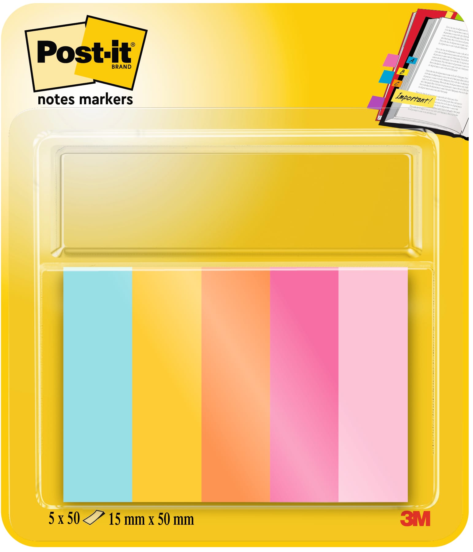 POST-IT-670-5-BEA-4054596927049 POST-IT Page Marker 15mmx50mm 670-5-BEA 5 Farben 5x50 Streifen – Hochwertig & günstig bei ShopDeca
