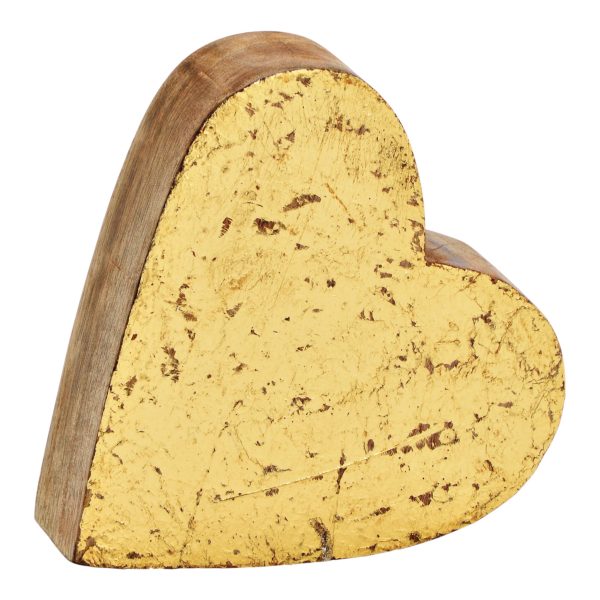 ROOST Herz aus Mangoholz 10034348 gold 14x13x4cm