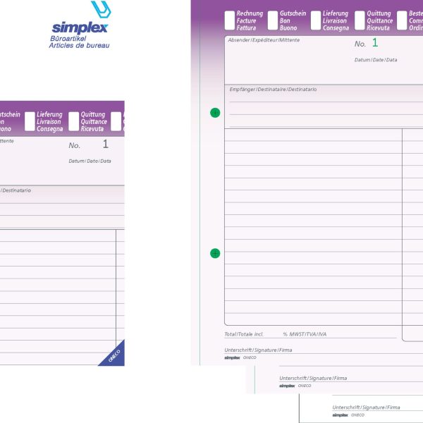 SIMPLEX Kombiblock D/F/I A5 15508 weiss 50x3 Blatt