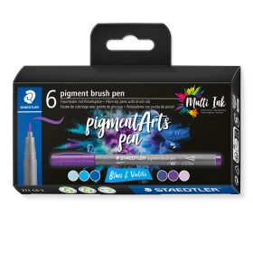 STAEDTLER Fasermaler mit Pinselspitze 371 C6-2 pigment pen 376 6er Set