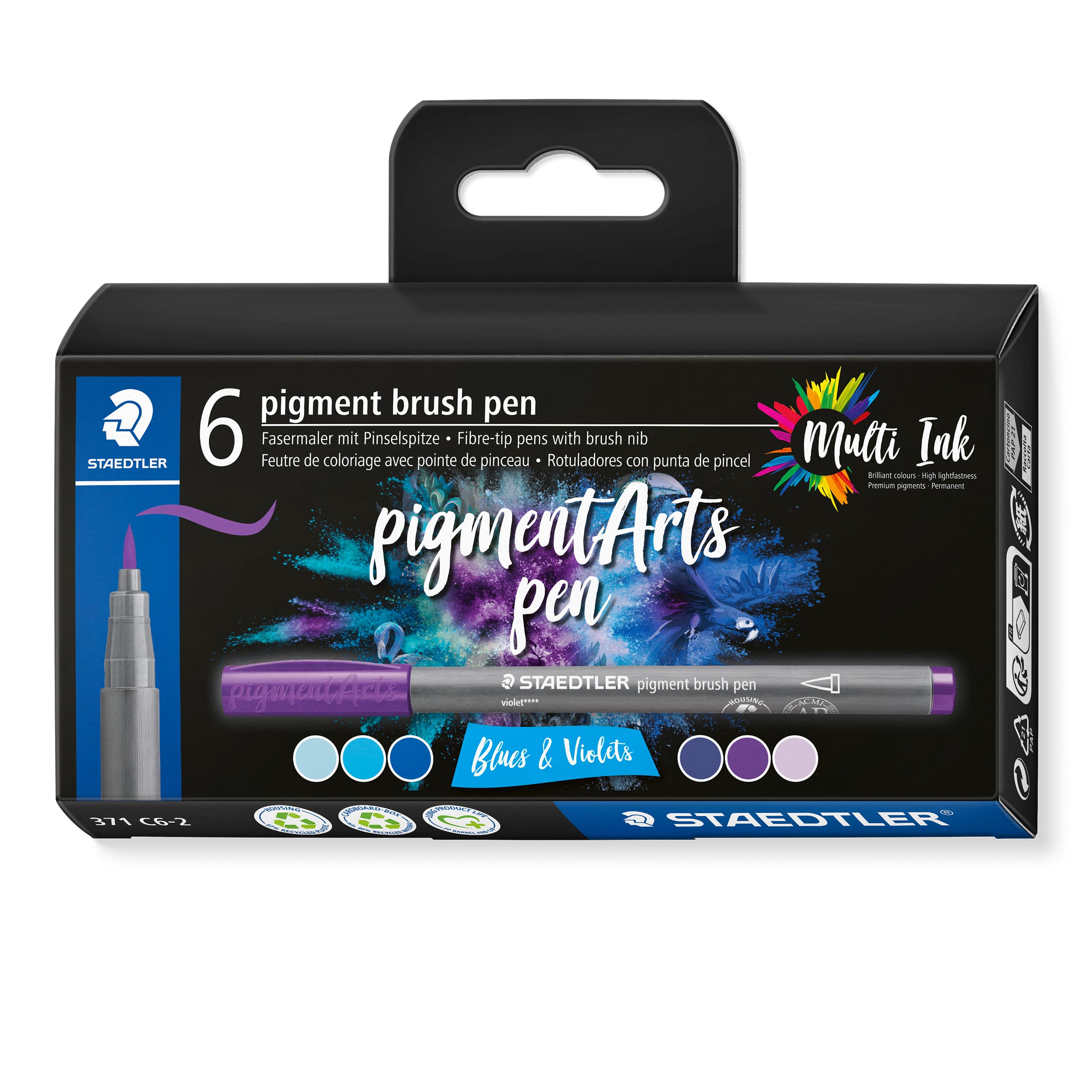 STAEDTLER-371-C6-2-4007817097113 STAEDTLER Fasermaler mit Pinselspitze 371 C6-2 pigment pen 376 6er Set – Hochwertig & günstig bei ShopDeca