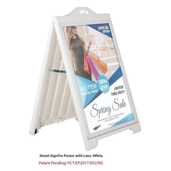 SignproWithLens_1 Kundenstopper SignPro, A1 weiss – Hochwertig & günstig bei ShopDeca