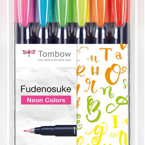 TOMBOW Kalligraphie Set WS-BH-6P Fudenosuke, 6 Farben Neon