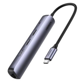 UGREEN USB-C Hub 5in1, Silver (BB) 10919 HDMI,RJ45,2xUSB-A,USB-C PD