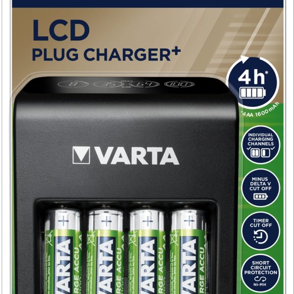 VARTA LCD Plug Charger 56706 57687101441 avec 4x AA, 2100mAh