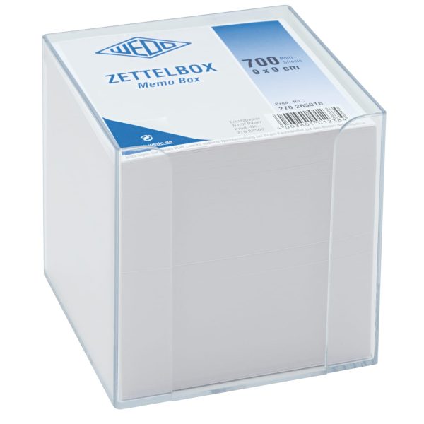 WEDO Zettelbox 9x9cm 270265016 transp. 700Bl. weiss