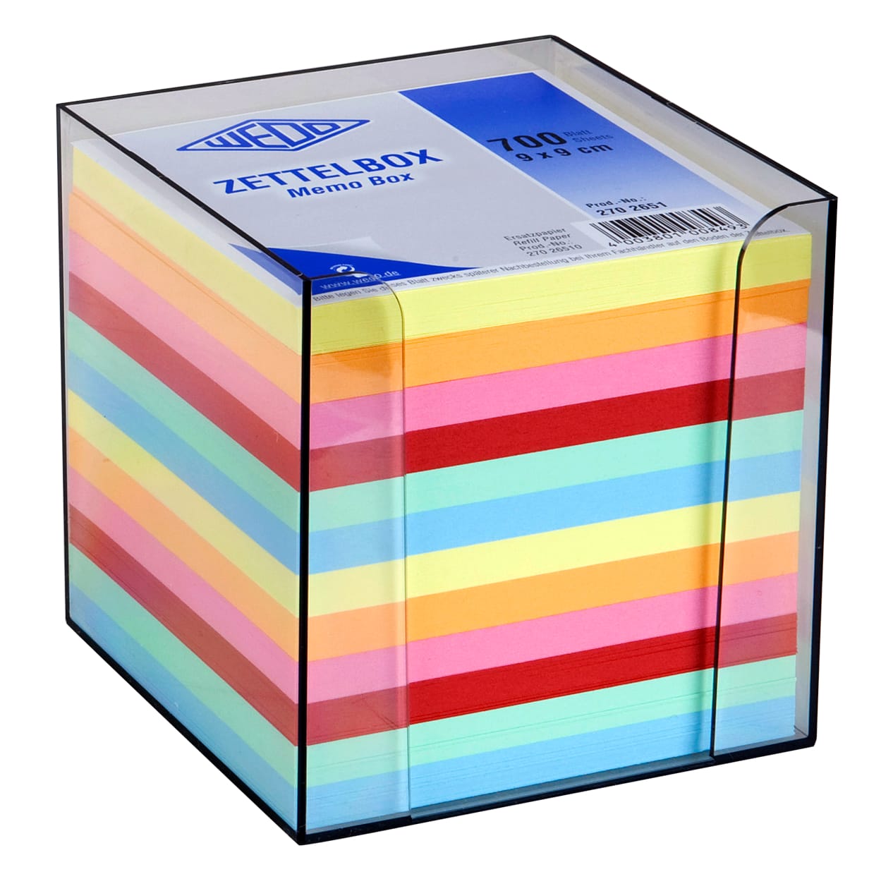 WEDO-2702651-4003801008493 WEDO Zettelbox 9x9cm 2702651 rauchglas inkl. 700Bl. Ass. – Hochwertig & günstig bei ShopDeca