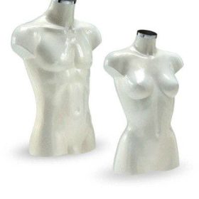 Torso Büste kurz lackiert, perlweiss