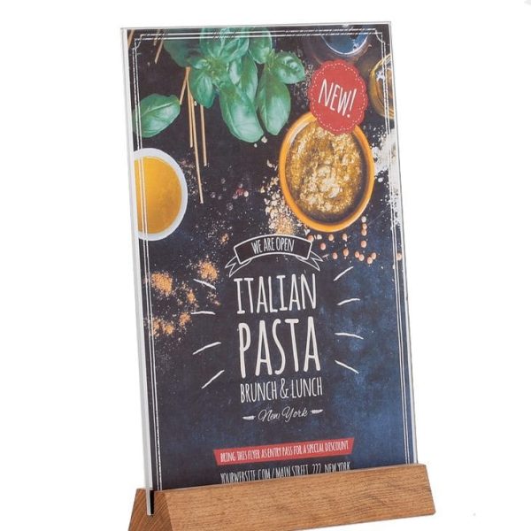 Tischaufsteller Plexitasche Pyramid gebeizt