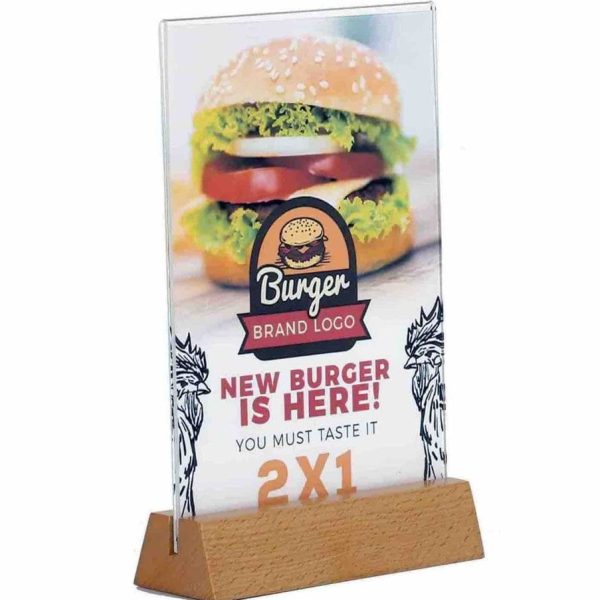 Tischaufsteller Plexitasche Pyramid hell