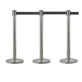Personenleitsystem Q-Belt Premium SET 3 Pfosten, Metall verchromt, schwarzes Band