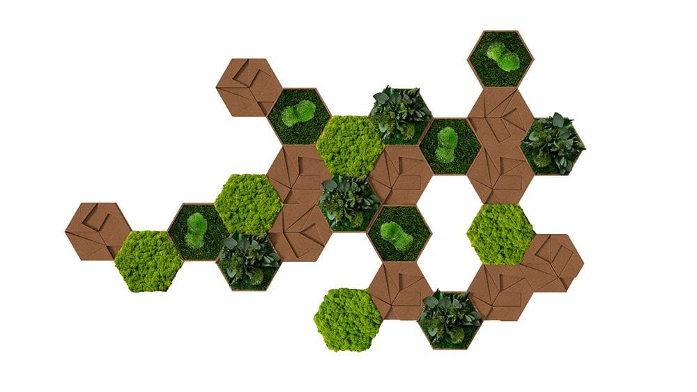 styleGREEN_Hexagon_Set_25er_begruente_Hexagone_Schallabsorber Kork Hexagon 25er Set – Hochwertig & günstig bei ShopDeca