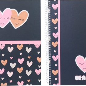 ANCOR Spiralbuch Hardcover A5 118315 B'LOG HEARTS,kariert 80 Blatt
