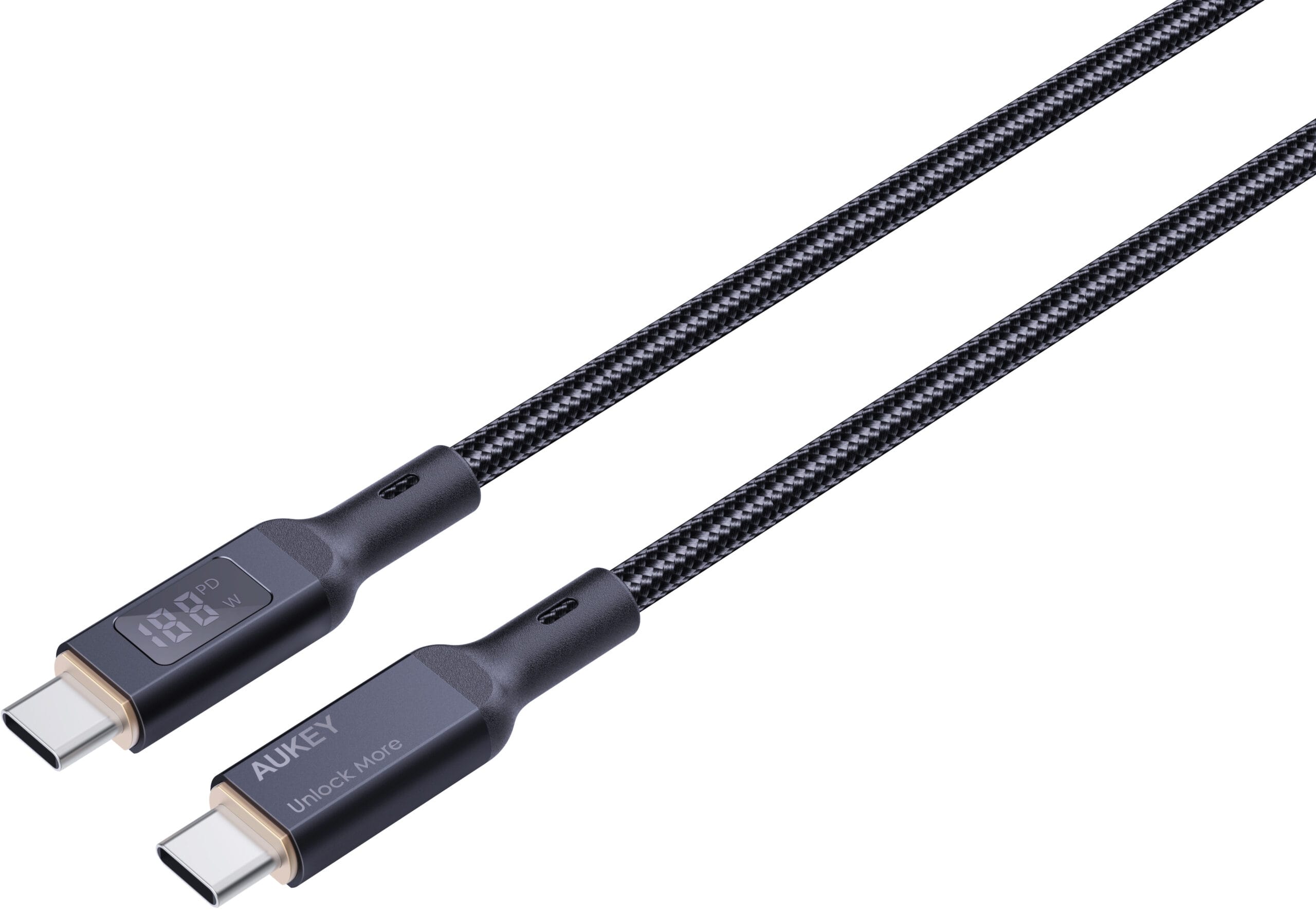 AUKEY-CB-MCC102-0689323785353 AUKEY Cable USB-C-to-C,LCD Display CB-MCC102 1.8m,Nylon Braided, 100W,Bl. – Hochwertig & günstig bei ShopDeca