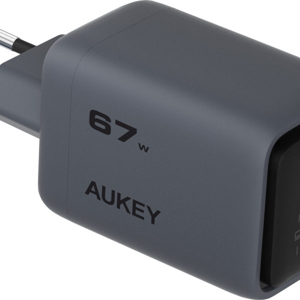 AUKEY Comet Mix 67W GaN PD PA-C3 3-Port, Wall Charger Grey