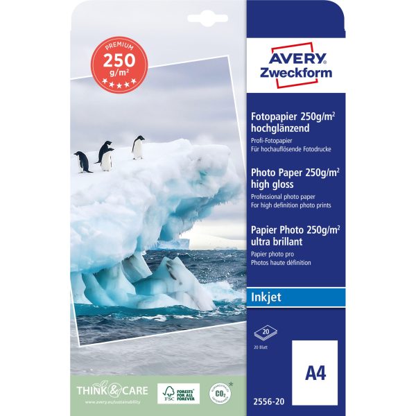 AVERY ZWECKFORM Superior InkJet Photo Paper A4 2556-20 250g 20 Blatt