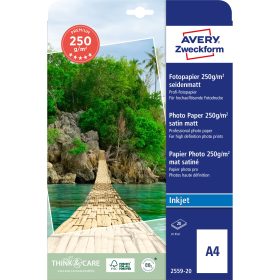 AVERY ZWECKFORM InkJet Fotopapier A4 2559-20 250g,matt, weiss 20 Blatt