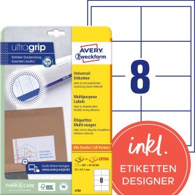AVERY ZWECKFORM Universal-Etiketten 97x67,7mm 4782 weiss 240 Stk./25 + 5 Blatt