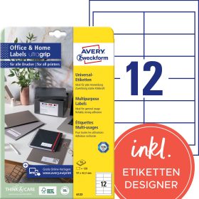 AVERY ZWECKFORM Etiketten 97x42,3mm 6123 weiss 120 Stk./10 Blatt