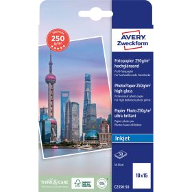AVERY ZWECKFORM InkJet Fotopapier 10x15cm C2550-50 250g, glossy 50 Blatt