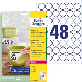 AVERY ZWECKFORM Etiketten Laser 30mm L4716REV2 weiss, non-perm. 20 Blatt