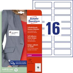 AVERY ZWECKFORM Namens-Etiketten 88,9x31mm L4783-20 weiss, Laser 20 Blatt