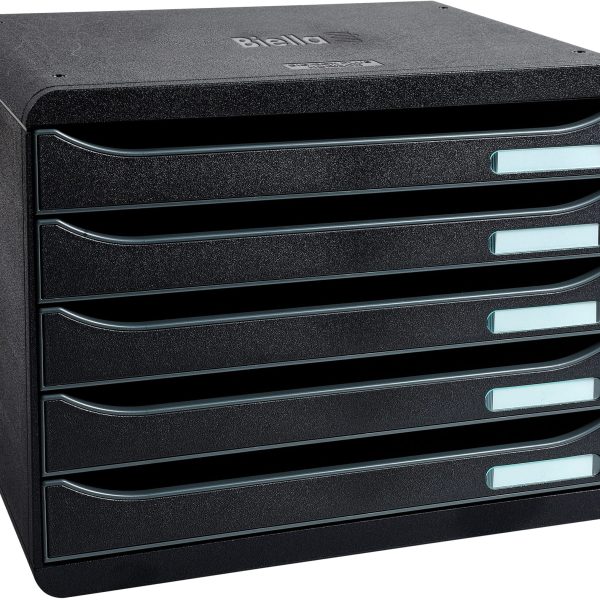 BIELLA Schubladenbox quer BIGBOX A4+ 30871402BIDU schwarz, 5 Schubladen