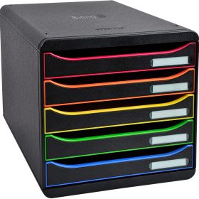 BIELLA Schubladenbox PLUS BIGBOX A4+ 30991402BIDU schwarz/Harlekin, 5 Schubl.