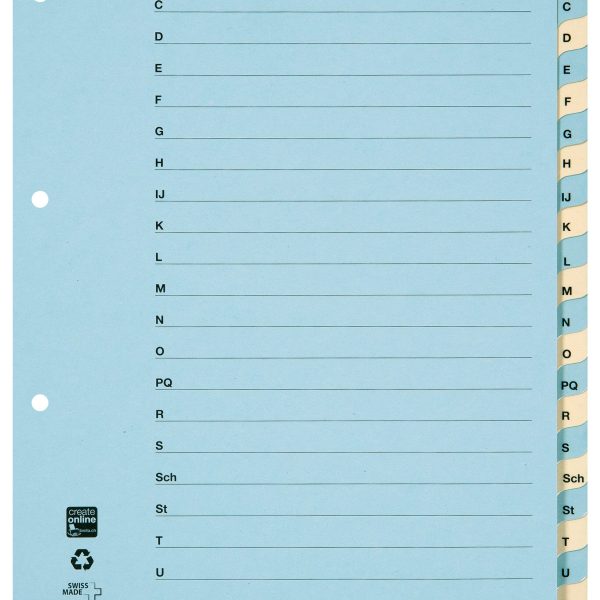 BIELLA Kartonregister 210g A4 46244400U blau/gelb A-Z 24-teilig