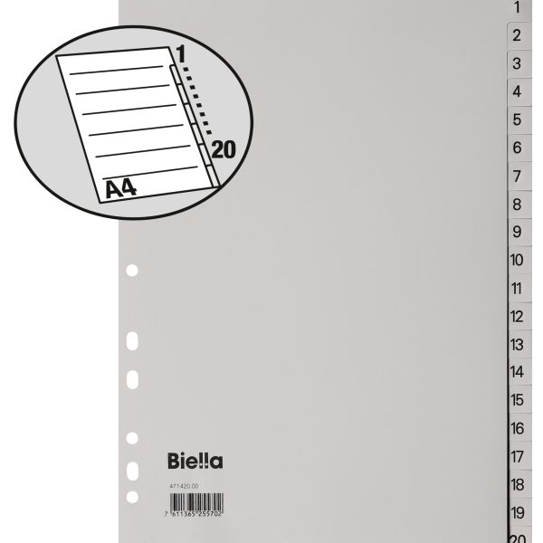 BIELLA Register PP A4 47142000U grau 1-20