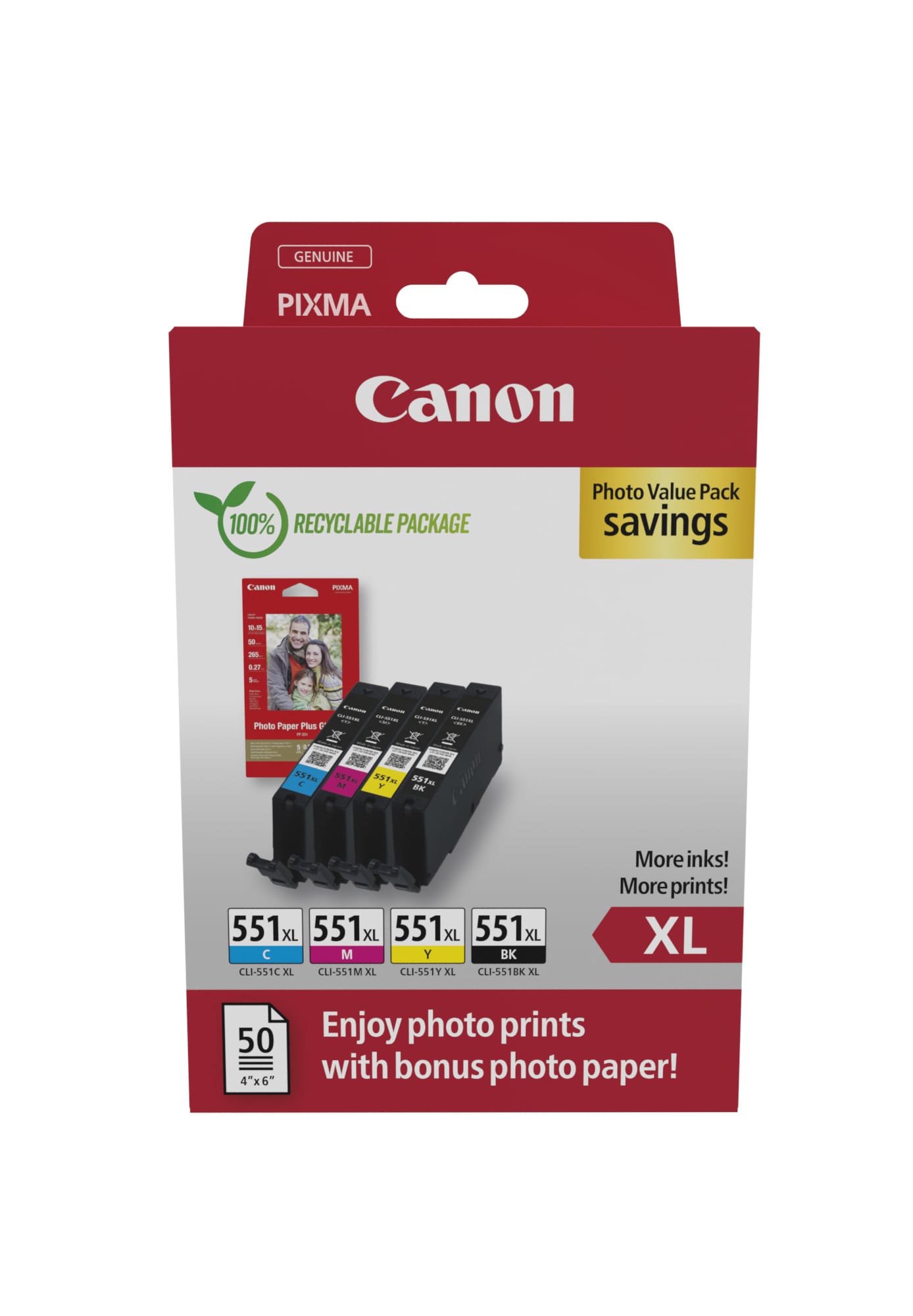 CANON-CLI-551BKCMY-8714574679259 CANON Photo Value Pack XL BKCMY CLI-551BKCMY PIXMA iP7250 PP-201 50Bl. – Hochwertig & günstig bei ShopDeca