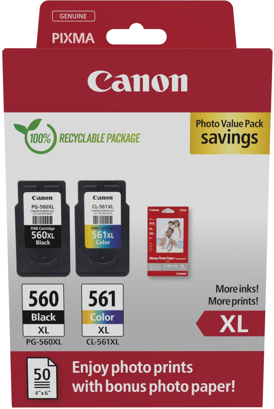 CANON-PGCL560-1-8714574679402 CANON Photo Value Pack XL CMYBK PGCL560/1 PIXMA TS5350 GP-501 50Bl. – Hochwertig & günstig bei ShopDeca