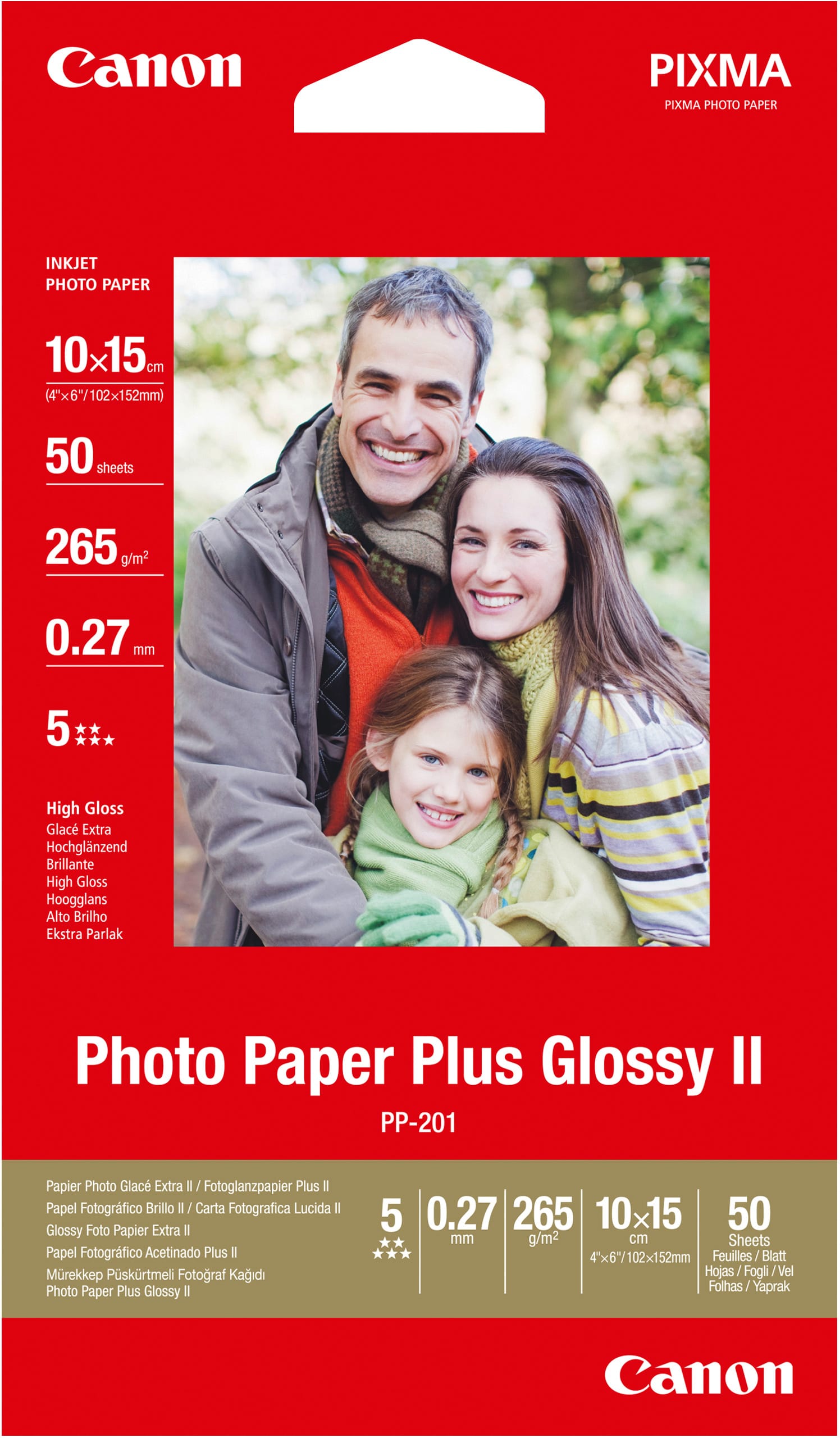 CANON-PP2014x6-4960999484198 CANON Photo Paper Plus 265g 10x15cm PP2014x6 InkJet glossy II 50 Blatt – Hochwertig & günstig bei ShopDeca