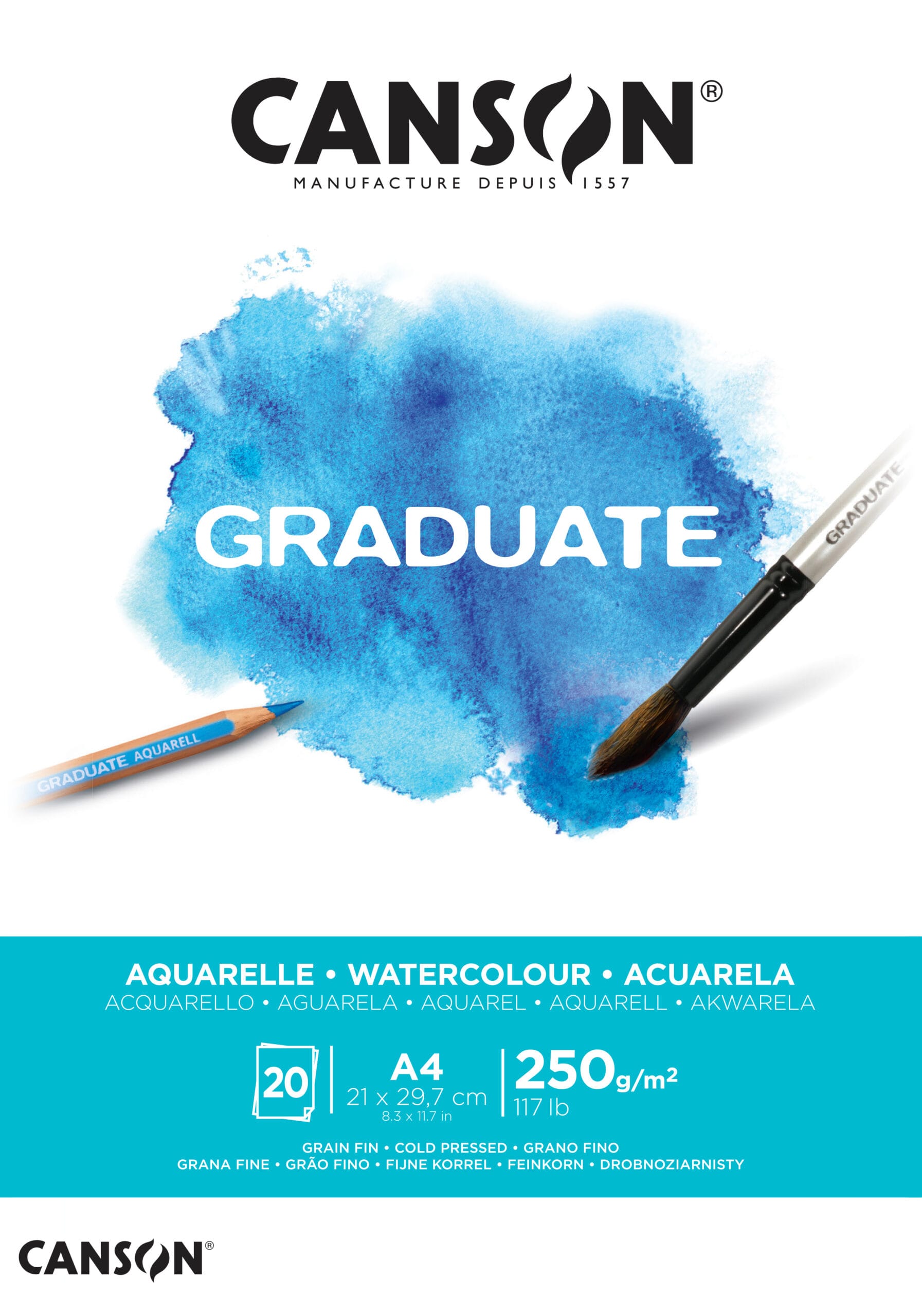 CANSON-400110374-3148950021151 CANSON Graduate Aquarelle A4 400110374 20 Blatt, weiss, 250g – Hochwertig & günstig bei ShopDeca
