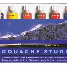 CARAN D'ACHE Deckfarbe Gouache 2001.408 8 Farben Pinsel