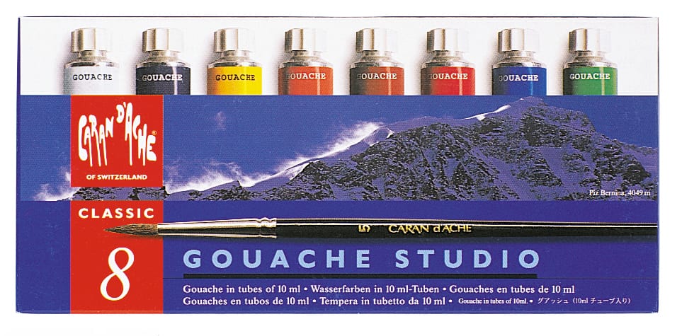 CARAN-DACHE-2001.408-7610186154089 CARAN D'ACHE Deckfarbe Gouache 2001.408 8 Farben Pinsel – Hochwertig & günstig bei ShopDeca