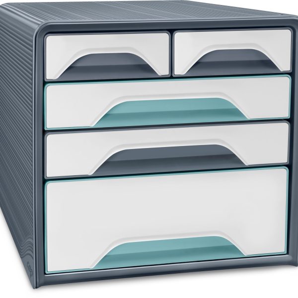 CEP Schubladenbox Smoove Riviera 1072136301 5 Schubladen grau/ weiss/mint