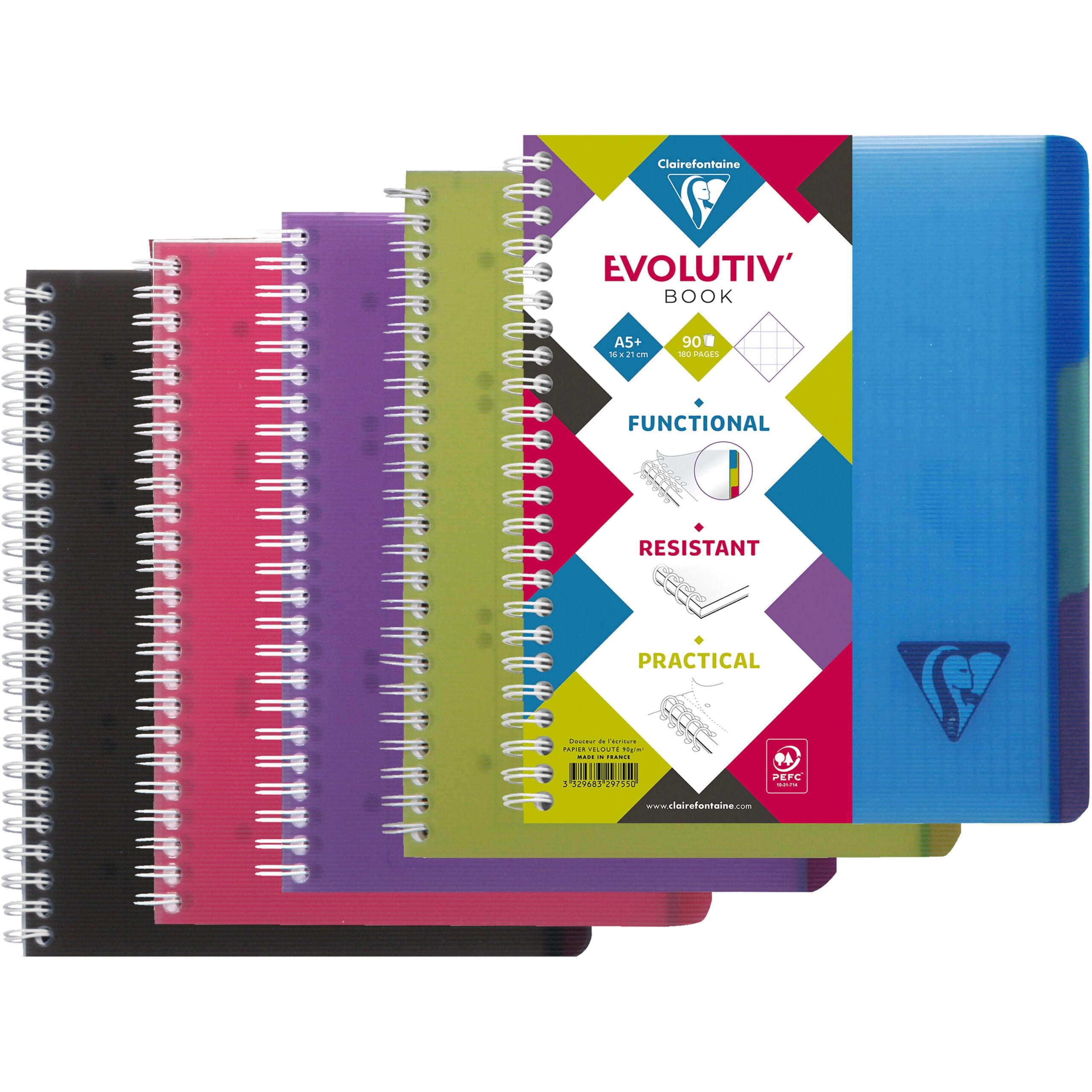 CLAIREFONTAINE-329755-3329683297550 CLAIREFONTAINE LINICOLOR Heft A5+ 329755 5mm 90 Blatt – Hochwertig & günstig bei ShopDeca