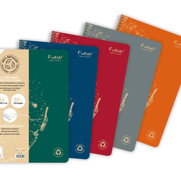 CLAIREFONTAINE Spiralheft FOREVER A4 68406C liniert, assortiert 60 Blatt