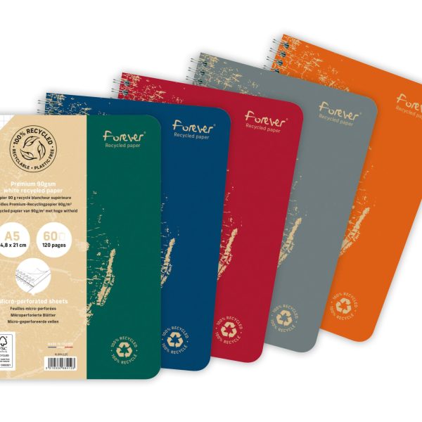 CLAIREFONTAINE Spiralheft FOREVER A5 68412C kariert, assoriert 60 Blatt