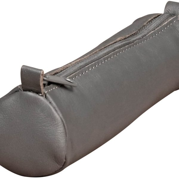 CLAIREFONTAINE Schlamperetui AgeBag 18,5x4cm 77034C grau, rund, Leder