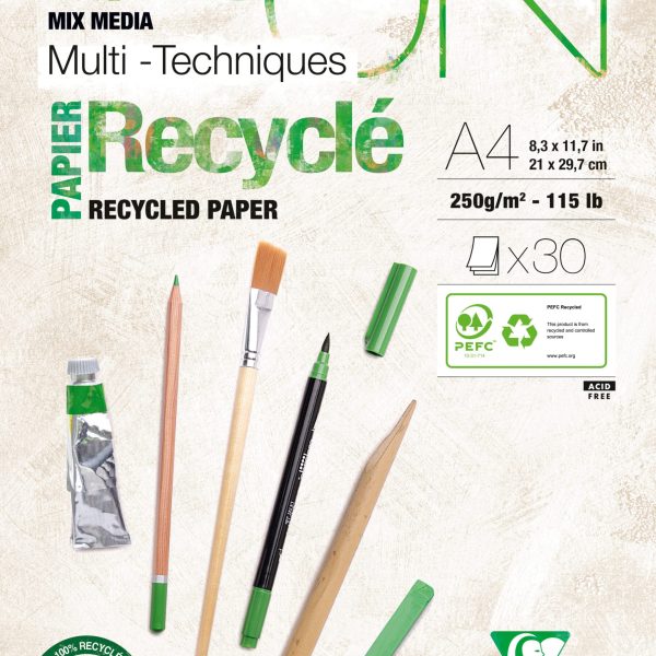 CLAIREFONTAINE Paint'On Block A4 975741C weiss, receycling 30 Blatt