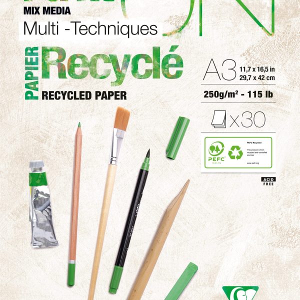 CLAIREFONTAINE Paint'On Block A3 975742C weiss, recycling 30 Blatt