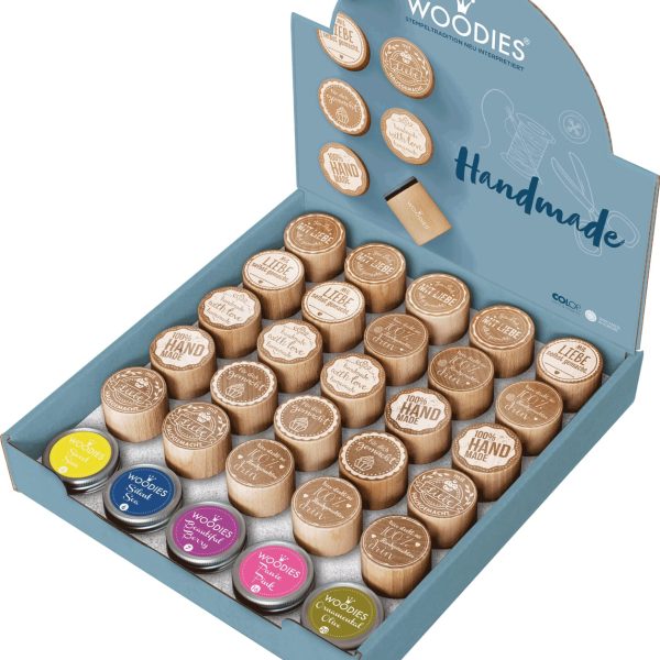 COLOP Woodies Display Handmade 151334 25 Stempel, 5 Kissen